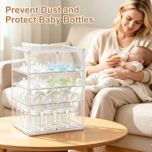 ERTIUANIO Baby Bottle Organizer for Countertop Cabinet Storage - size: X-Large, style: 4-Tier Double-Door