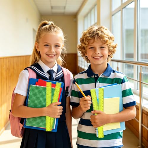 36 Pack 12" Clear Yellow Plastic Rulers, Back to School Measuring Supplies - color: Yellow