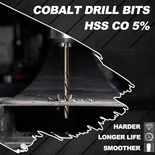 1/8 Drill Bits for Metal and Hard Steel(10pcs),M35 High Speed Steel Twist Jobber Metal Drill Bits,with Index Storage Case - size: 1/8 in (10 pcs)