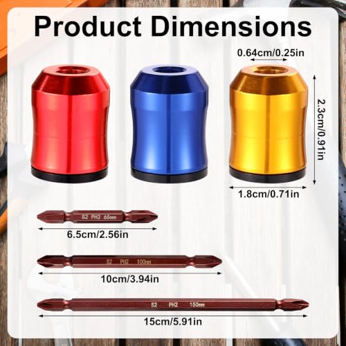 3pcs Screwdriver Head Magnetic Screw Rings & 3pcs PH2 Screwdriver Bits - style: 65mm 100mm 150mm Phillips