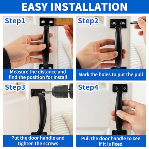 TamBee 2PCS 6-1/2 Inch Pulls Black Door Pull Handle Metal Kitchen Cabinets Furniture Wardrobe Medicine Handle in Black Door Hardware Gate Handle Door Pulls Warehouse Outdoor - size: 2 Pack 6-1/2 Inch Black