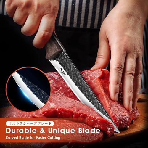 Huusk Boning Knife for Meat Cutting with Leather Sheath - size: 6 inches