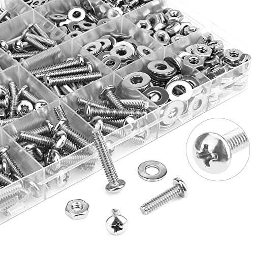 HELIFOUNER 720 Pieces #4-40#6-32#8-32#10-24 Phillips Pan Head Machine Screws Nuts Washers Assortment Kit, Coarse Thread, Fully Machine Threaded, 304 Stainless Steel - size: #4-40 #6-32 #8-32 #10-24, style: Phillips Pan Head
