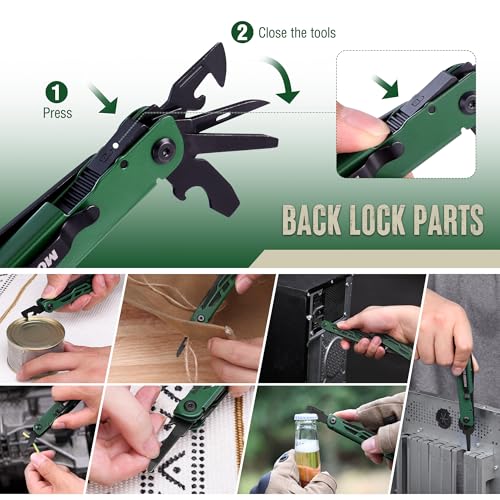 MOSSY OAK 27-in-1 CNC-Machined Multitool Pliers, Self-Locking - color: Green