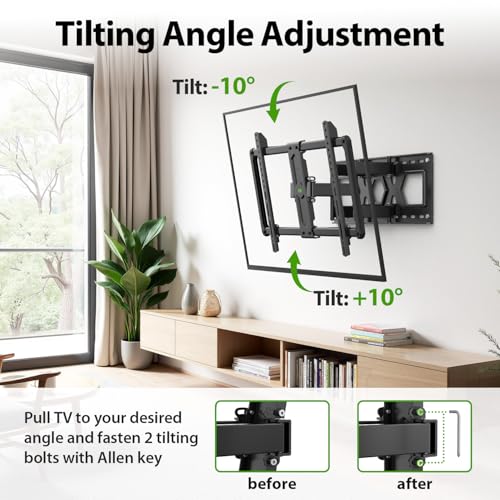 USX Mount Ultra Slim TV Wall Mount for 37-90 inch TVs, Low Profile Full Motion TV Mount with Swivel Articulating Dual Arms, Wall Bracket for Max VESA 600x400mm Holds 120lbs, Fits 16"/18"/24" Studs - size: 37-90 inch, 120 lb