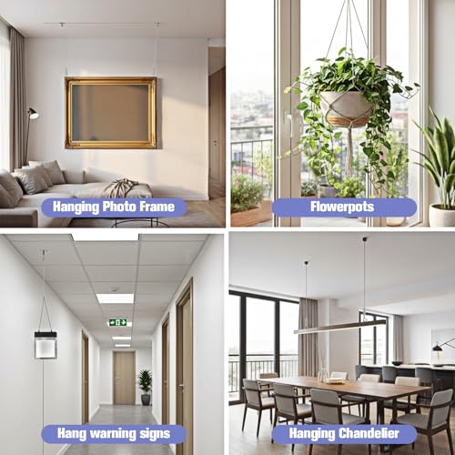 Picture Hanging Wire Kit Heavy Duty - 72PCS Adjustable Picture Wire with 8 Hanging Cables, 16 D Rings & 48 Screws for Mirrors, Frames, Artwork, Light Fixtures