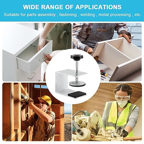 Cabinet Drawer Installation Clamps, 2/4PCS C Clamps Drawer Fixing Clip with Silicone Protect Pad, Woodworking Cabinet Hardware Jig for Door Front Knobs, Pulls Handles Install(Size:4pcs)