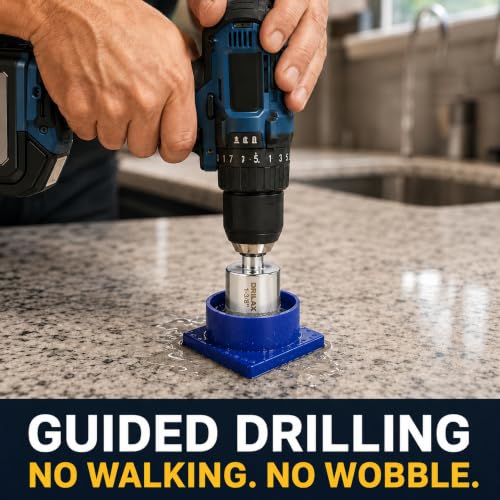 Drilax 1-3/8 Inch Diamond Hole Saw Kit with Water Guide for Countertops - size: 1-3/8 inch