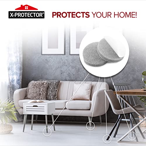Felt Furniture Pads X-PROTECTOR - 48 Premium Felt Pads Floor Protector - size: 48 PCS 1" Grey, Round