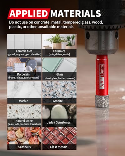 DAYDOOR Dry Diamond Drill Bits, 3/16" 1/4" 5/16" 3/8" 1/2" 5/8" Drill Bits - size: 3/16", 1/4", 5/16", 3/8", 1/2", 5/8"