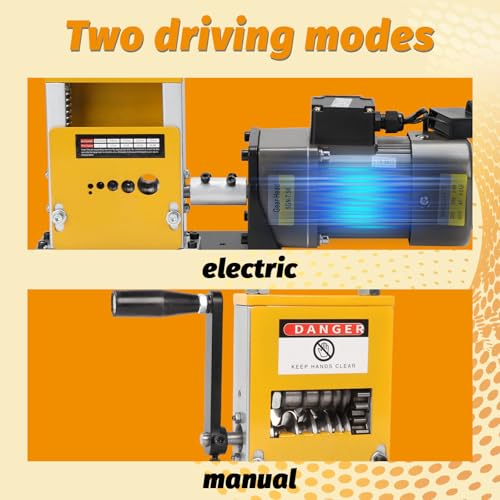 Automatic Wire Stripping Machine,60W Motor & 6 Channels for 0.12''-0.67'' Copper Wire,Electric Cable Stripper Machine with Manual Hand Cranked for Recycling Copper Wire Stripper(3,5,7,9,12,17mm)