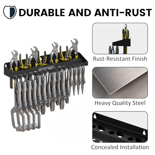 UNITEDPOWER Vise Grip Holder, Wall Mount Pliers Storage Rack Organizer for Workshop, Shed, Garage, Stores up to 15 Vises or 11 Pliers - style: Vise Grip Holder