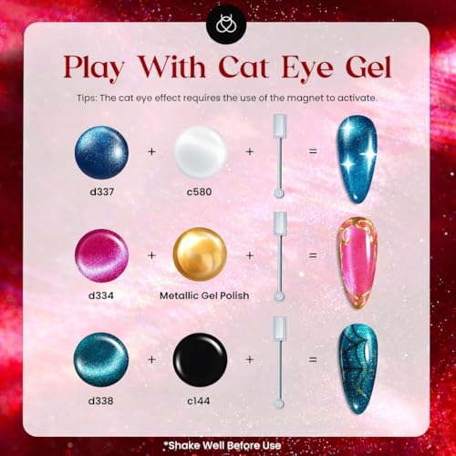 Beetles Cat Eye Gel Nail Polish Set, 20 Colors Fall Glitter Gel - color: Gemstone Party - 20 Colors