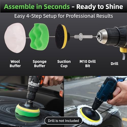26Pcs Car Detailing Kit – Car Cleaning Kit, Drill Brush for Car Seats Detailing, Car Detailing Brush Set, Car Cleaning Supplies, Car Wash Mitt, Car Wash Brush, Car Wash Sponges, Wheel Brush