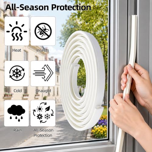 V Strip Weather Stripping Door Seal, 236'' Self-Adhesive Door Draft Stopper - size: 236 inch