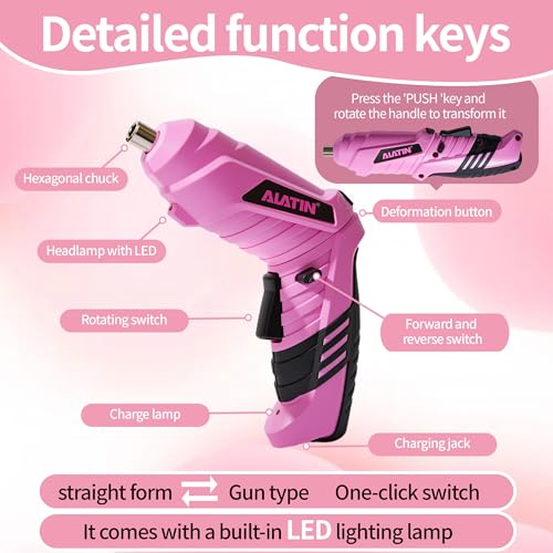 Pink Tool Set for Women,40-Pc Drill Set with Tool Box,Complete Home DIY Kit for Beginners, Crafting & Quick Fixes