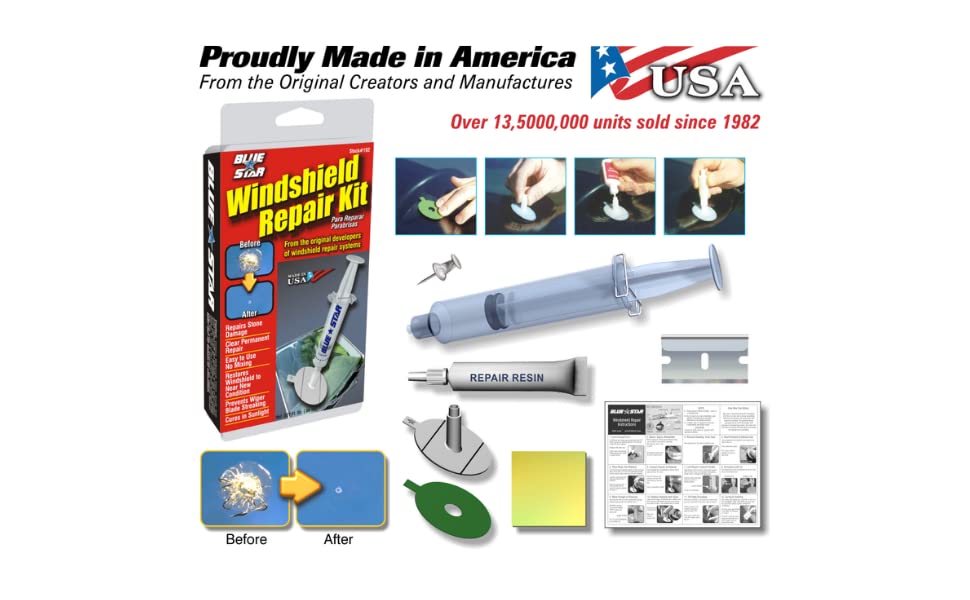 Blue Star Do-It-Yourself Windshield Repair Kit .027 Fl Oz. (1) - size: 1