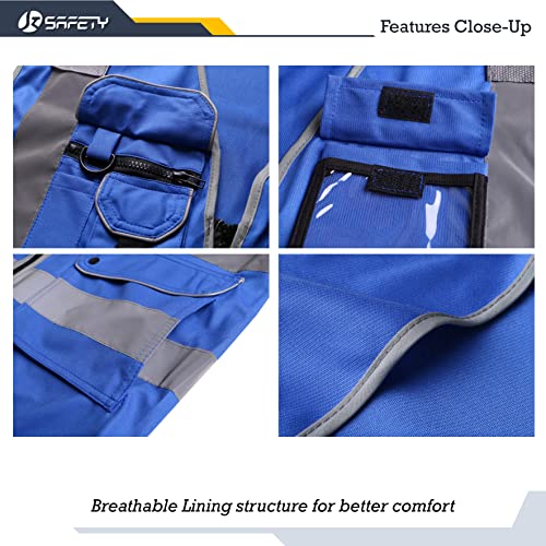 JKSafety Safety Vest for Men Women Reflective Hi Vis JK150 Blue M - color: Blue, size: Medium
