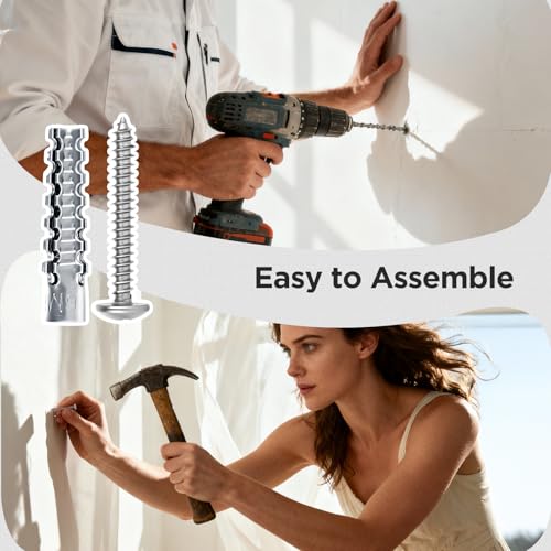 EasyAcc 4 Pack Heavy Duty Hollow Wall Anchors with Screws, Ideal for Installation of Space Bathroom Heaters, Loose Hinge Hole Repair Kits, Concrete Wall, Hollow-Wall, Wooden Wall (6x32mm)