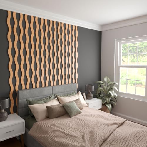 Brazos Designer Series Adjustable Wood Decorative Slat Wall Panel Kit, 94" H x 3/8" T (Contains 22 Slats), Cherry - color: Cherry