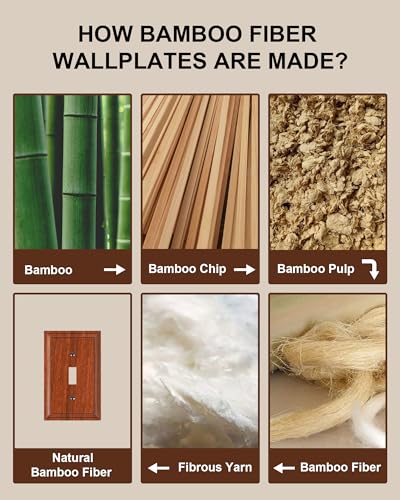 2-Pack Natural Bamboo Fiber Single Toggle Light Switch Covers Wall Plate - color: Wood Grain, size: 1 Toggle 2PK