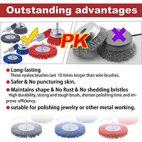 Rocaris 9 Pack Nylon Filament Abrasive Wire Brush Wheel & Cup Brush Set