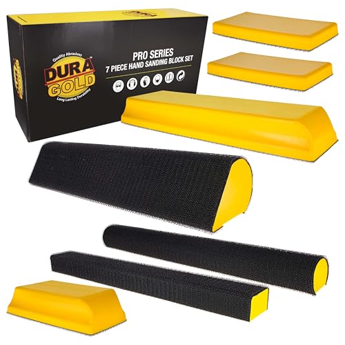 Dura-Gold 7-Piece Hand Sanding Block Set - 5" to 10-3/4" Long, Handheld