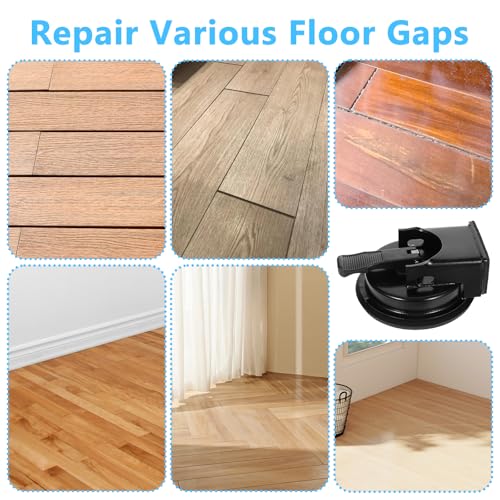 Heavy Duty Floor Gap Fixer Tool with Rubber Mallet, Made of Iron & Enhanced Suction Cup & Non-Scratch Mallet, Floor Gap Repair Kit for Laminate, Vinyl, Wood Floor