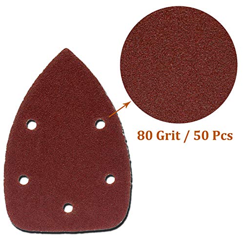 Mouse Detail Sander Sandpaper, 80 Grit, 5 Hole, 50 Pcs - size: 80 Grit - 50 Pcs