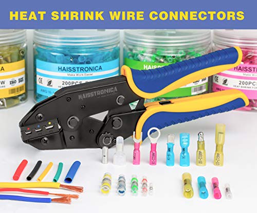 haisstronica 260PCS Heat Shrink Spade Connectors, 22-10 AWG, Male/Female - size: AWG 22-10, style: Male&Female Kit 260PCS
