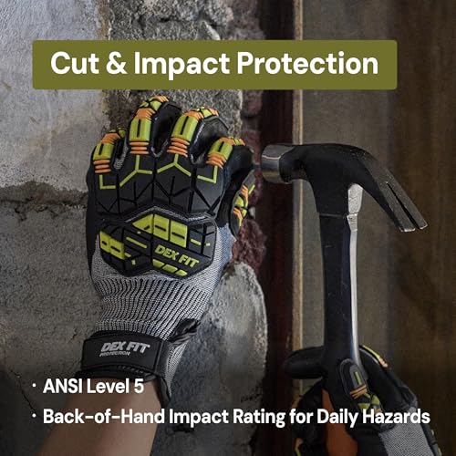 DEX FIT SSG513 Impact Stainless Steel Cut Resistant Gloves, ANSI A5, Durable Non-Slip Nitrile Grip, Touchscreen, Comfort Stretchy Fit, Thin & Breathable, Machine Washable; Gray S (7), 1 Pair - color: A5 Gray Impact, size: Small (1 Pair)