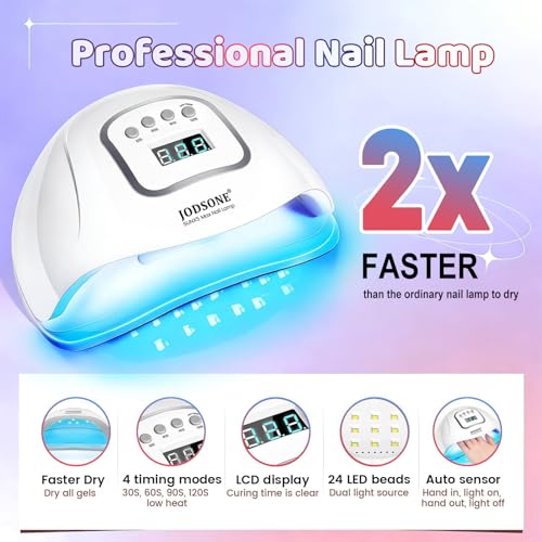 JODSONE 36Pcs Gel Nail Polish Kit with U V Light Crystal Transparent Classic Color 4 Functional Gel for All Seasons - color: KIT-17