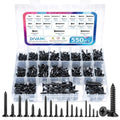 550Pcs 304 Stainless Steel Wood Screws Assortment Kit, Phillips Flat Head Sheet Metal Screws Self Tapping Screws Set, #4#6#8#10#12 Wood Assorted Screw (Black-Flat Head 550PCS) - style: Black-Flat Head 550PCS