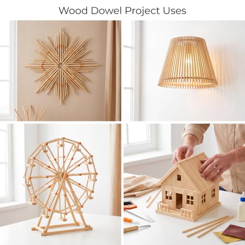 300 Pcs Wooden Dowel Rods, 1/4 x 12 Inch Craft Sticks for DIY - size: 1/4 x 12 Inch(300 PCS)