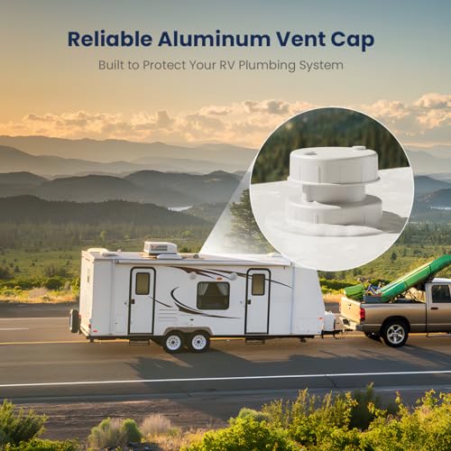Safoner Aluminum RV Sewer Vent Cap,Plumbing Roof Vent Cover Replacement Kit - color: White
