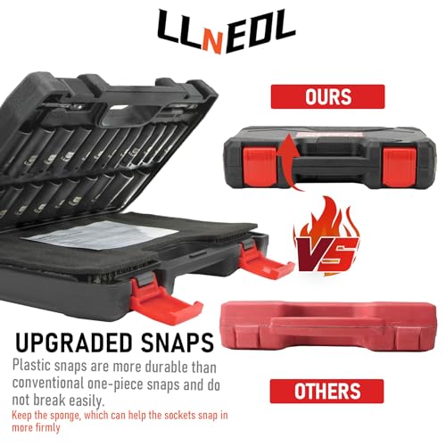 LLNEDL 3/8" Impact Socket Set Drive, 95Pcs Deep&Shallow Socket Wrench Set - color: Black Case