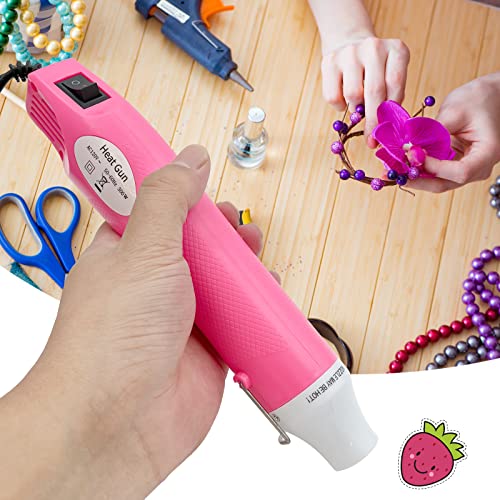 Heat Gun, Mini Hot Air Gun for DIY Crafts Portable Heat Air Gun Tool for Embossing Shrink Wrapping Drying Paint - color: Pink