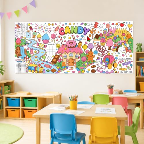 Dvbonike Jumbo Candy Coloring Activity Poster for School Party Supplies - style: Candy(including mini-games)