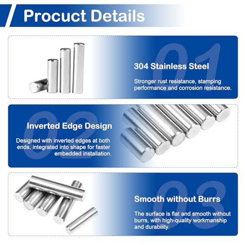 150Pcs Stainless Steel Dowel Pin Assortment Kit, 20 Sizes(M2, M3, M4, M5) - size: M2-M5 Assorted