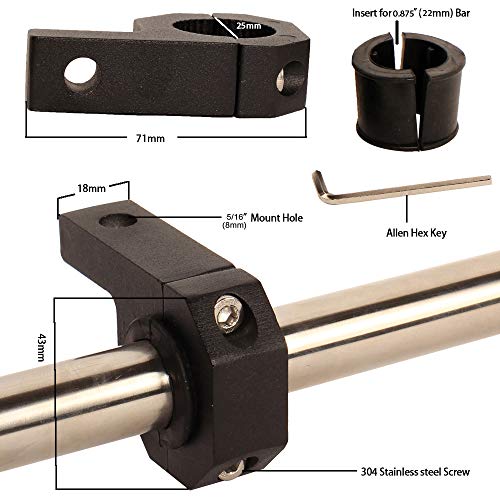 House Tuning 0.875" Bull Bar Clamps, LED Light Bar Mount Bracket,LED Off-Road Light Horizontal Bar Clamp Mounting Kit for 7/8 inch Tube Mount (Pack of 4) (0.875"-Clamp Mount Kit) - size: 0.875"-Clamp Kit