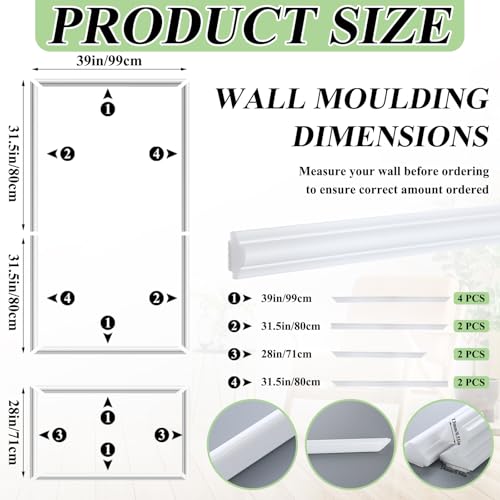 Pangda 3set Peel and Stick Wall Molding Kit 3D Premade, 39x63in - size: 39x63in