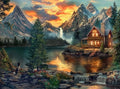 Adult Jigsaw Puzzle 1000 Piece Mountain Cabin - color: Evening Tranquility