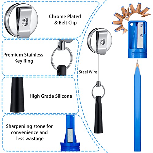 Honoson 24 Pcs Carpenter Pencil with Sharpener,Blue Cover, Black Refill - color: Blue Cover, Black Refill