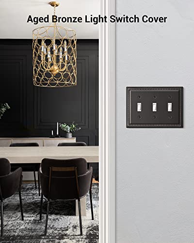 DEWENWILS Aged Bronze Light Switch Cover, Tripple Toggle Switch Wall Plates - color: Aged Bronze, size: 3 Toggle 2PK