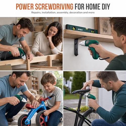Hi-Spec 4V USB Electric Screwdriver Tool Kit for Home Repairs, Green - color: Green