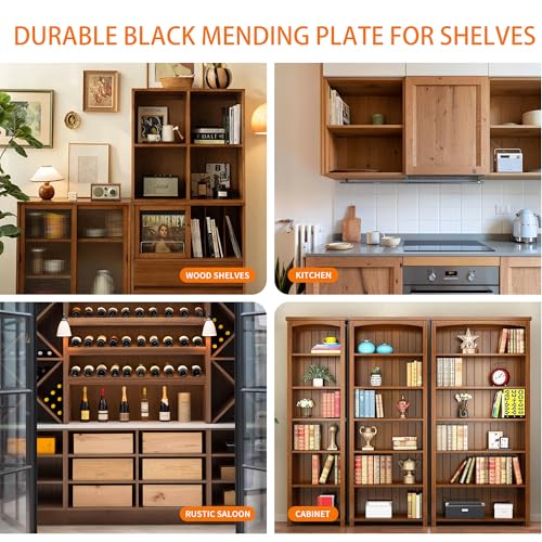 24Pack Straight Brackets Black Mending Plate 10In Metal Brackets for Brace - size: 12 Inch (24 Pack)