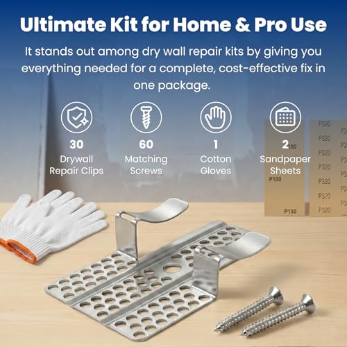 30 Pack Drywall Repair Clips, 1/2 Inch Stainless Steel Drywall Patch Kit