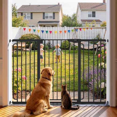 Cumbor 36" Extra Tall Baby Gate, 30.4-56.8" Extra Wide Dog Gate Black - color: Black, size: 30.4"-56.8" W x 36" H