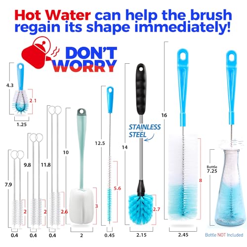 Holikme Bottle Brush Tube Cleaning Lab Set with Long Handle,Green - color: Green