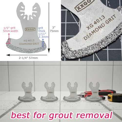 XXGO 4 Pcs Diamond Oscillating Multi Tool Grout Remover Blades XG4001S - size: 4 PCS